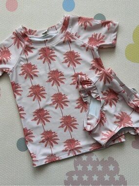 Kate Quinn Palm Tree Rash Guard Set